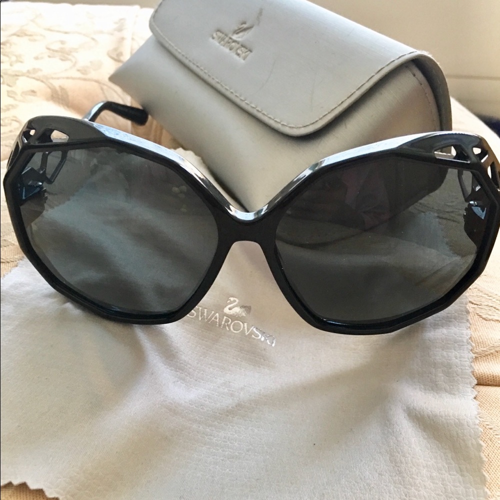 Swarovski black oversized cut out sunglasses